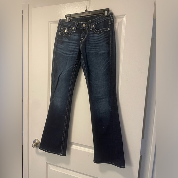 TRUE RELIGION WOMENS WORLD TOUR BECKY BOOTLEG JEANS W/ CRYSTAL BUTTONS SIZE 27 - Picture 8 of 16